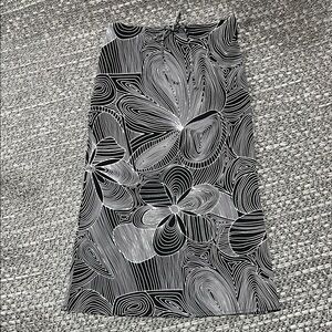 Garage | Black and White Swirl Floral A-Line Midi Skirt